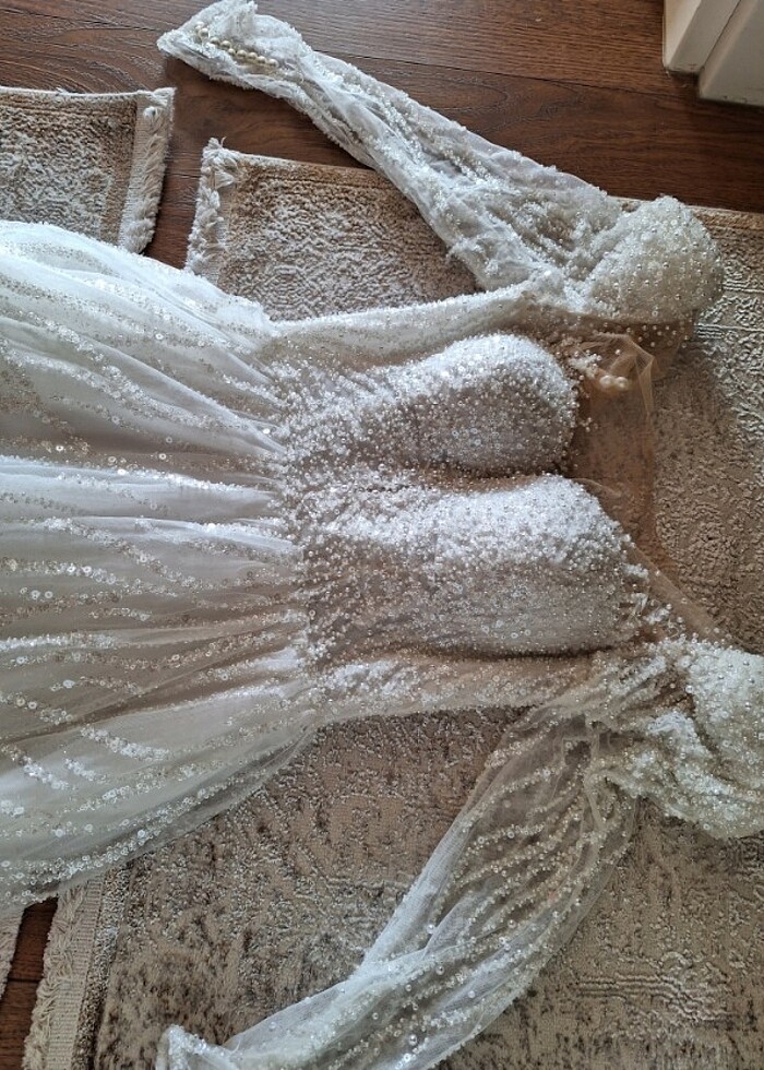 Yarı prenses incili gelinlik - Görsel 3