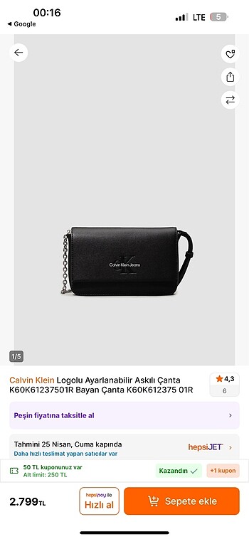 Calvin Klein Calvin klein ayarlanabilir askılı çanta
