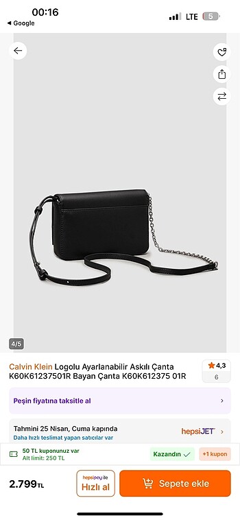 Beden Calvin klein ayarlanabilir askılı çanta