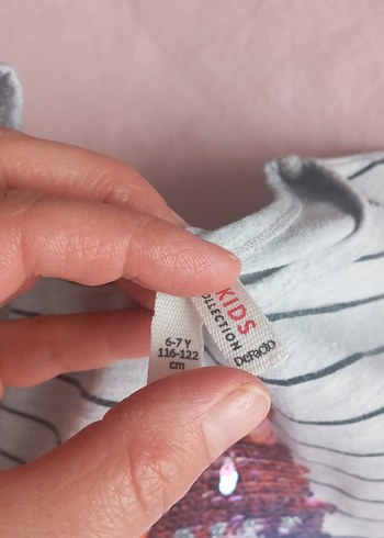 Kız Çocuk Gri Uzun Kollu Simli Tişört - Görsel 3