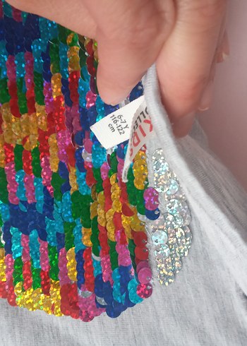 Kız Çocuk Gri Uzun Kollu Simli Tişört - Görsel 9