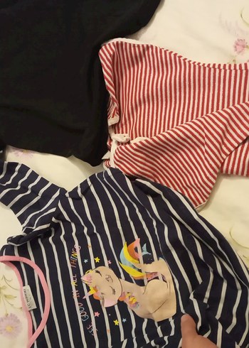 Kız Çocuk Çizgili Uzun Kollu Pamuk Tişört - Görsel 5