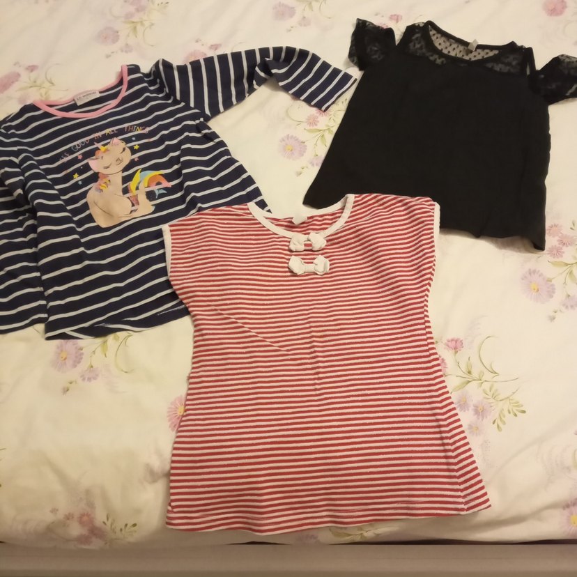 Kız Çocuk Çizgili Uzun Kollu Pamuk Tişört - Görsel 2