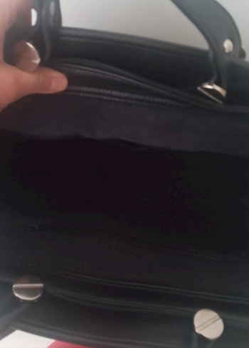 Siyah Deri Kadın Çanta Fermuarlı - Görsel 6