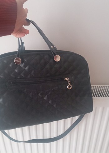 Siyah Deri Kadın Çanta Fermuarlı - Görsel 2