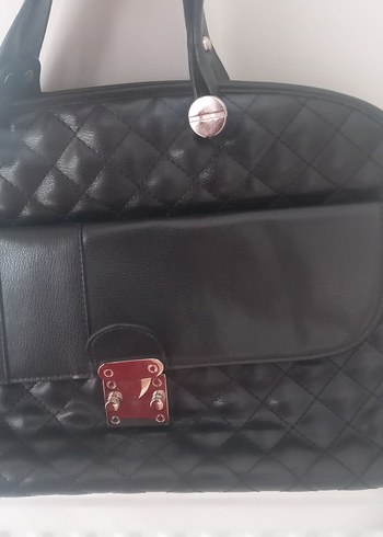 Siyah Deri Kadın Çanta Fermuarlı - Görsel 5