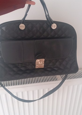 Siyah Deri Kadın Çanta Fermuarlı - Görsel 4