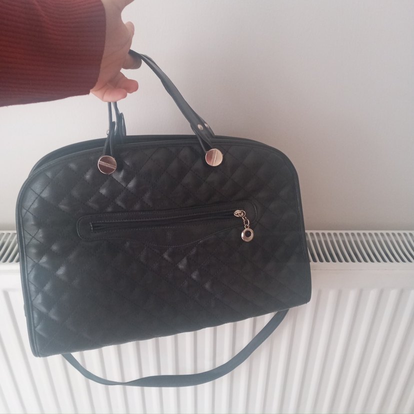 Siyah Deri Kadın Çanta Fermuarlı - Görsel 2