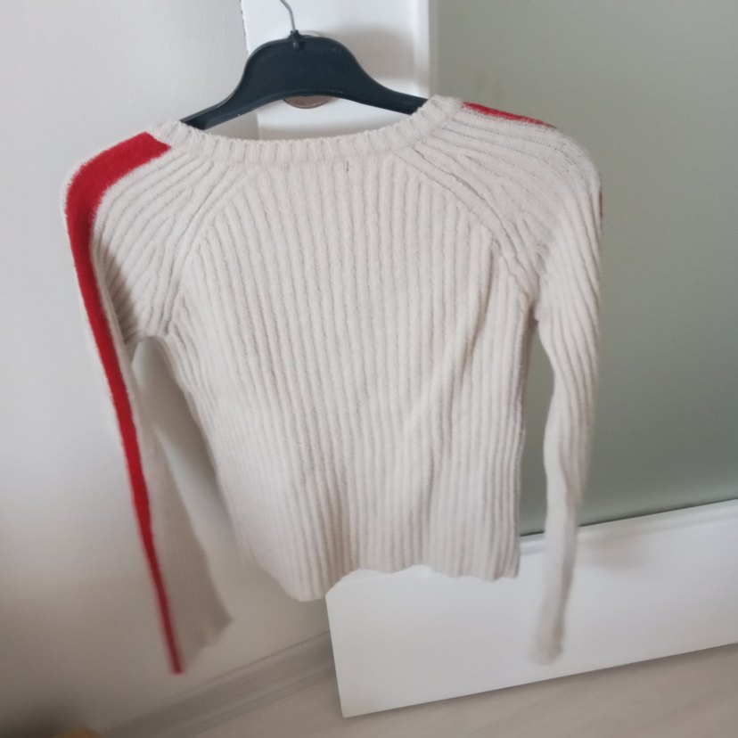 V Yaka Uzun Kollu Triko Kadın Kazak - Görsel 2