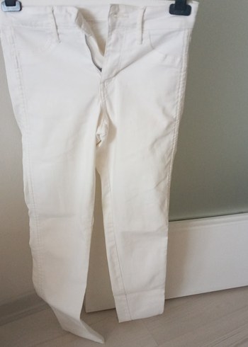 Beyaz Kız Çocuk Pamuk Pantolon - Görsel 2