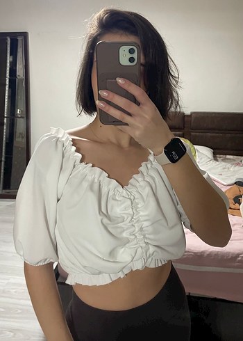 Beyaz Straplez Mini Bluz - Görsel 3