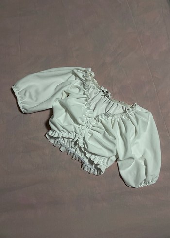 Beyaz Straplez Mini Bluz - Görsel 4