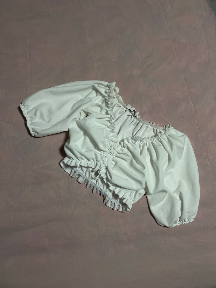 Beyaz Straplez Mini Bluz - Görsel 4