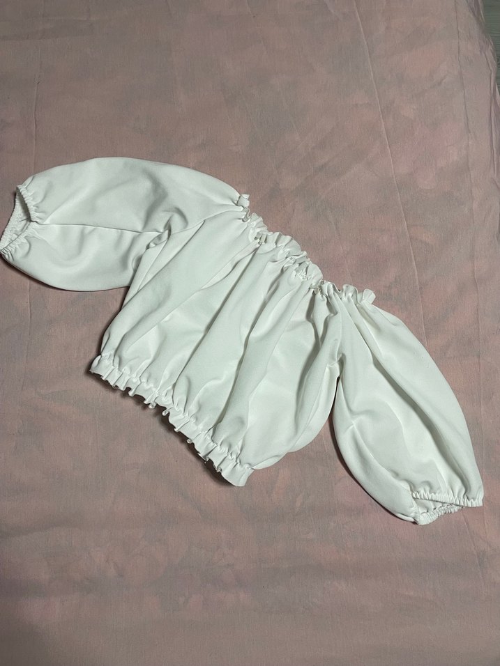 Beyaz Straplez Mini Bluz - Görsel 5