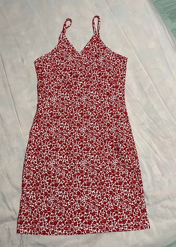 Kırmızı V Yaka Askılı Mini Elbise - Görsel 2