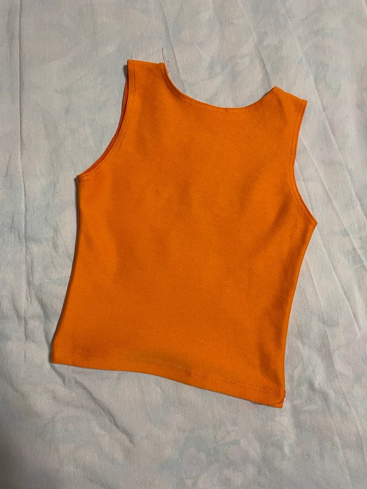 Kadın Turuncu Kolsuz Bisiklet Yaka Crop - Görsel 2