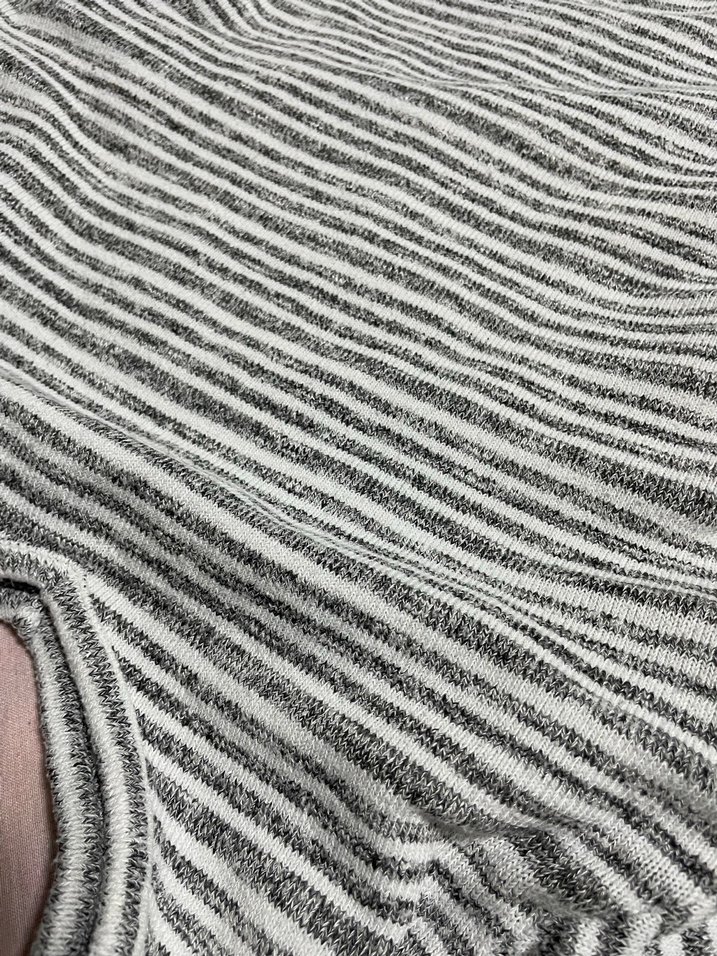 Gri Çizgili V Yaka Uzun Kollu Triko Kadın Kazak - Görsel 3