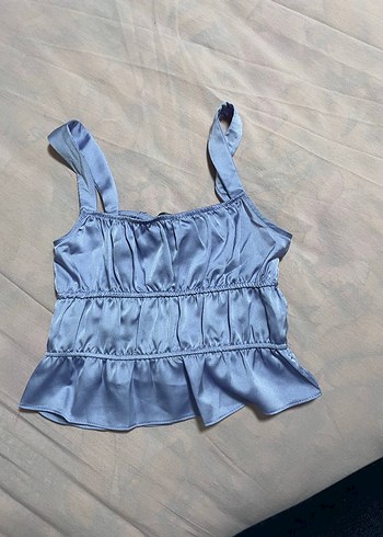 Kadın Lila Fırfırlı Mini Saten Büstiyer - Görsel 3