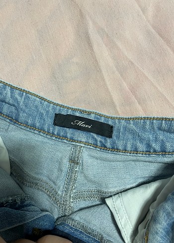 Kadın Mavi Denim Mini Kot Şort - Görsel 2
