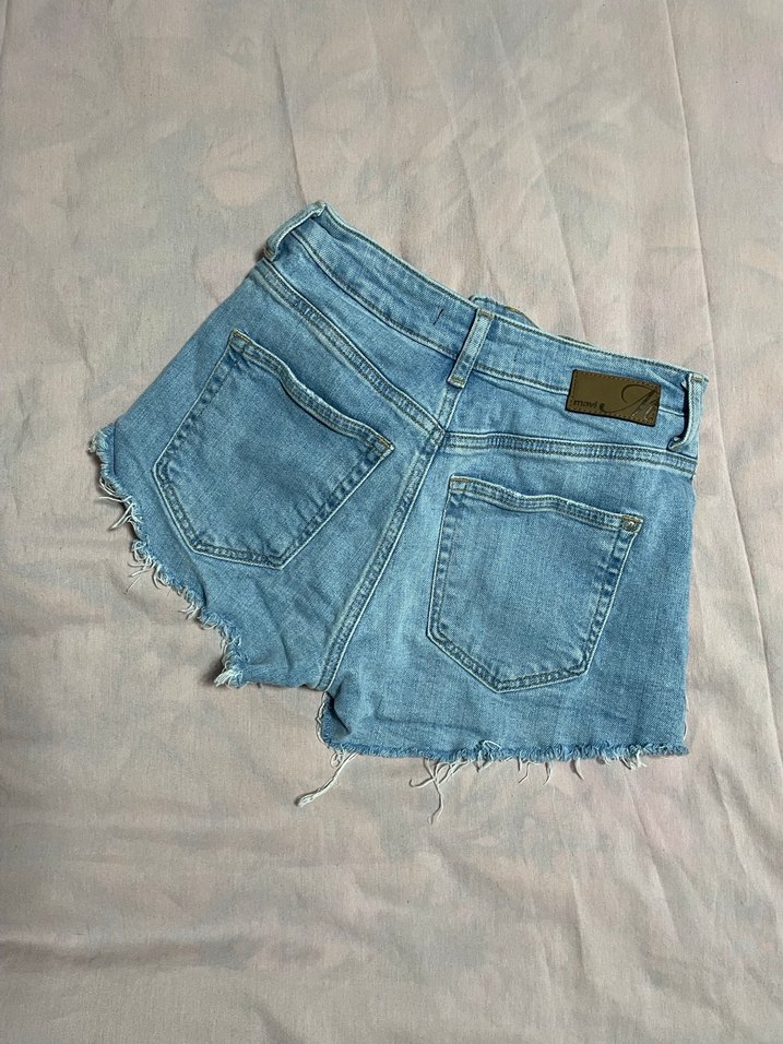 Kadın Mavi Denim Mini Kot Şort - Görsel 3