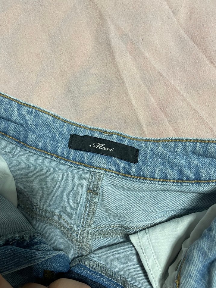 Kadın Mavi Denim Mini Kot Şort - Görsel 2