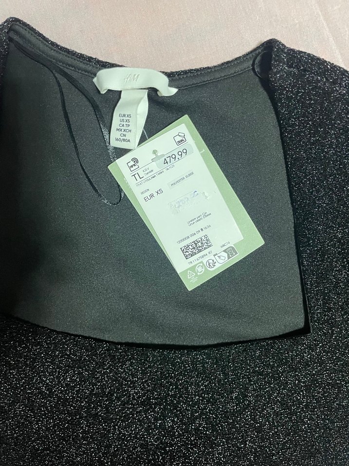 Siyah V Yakalı Simli Triko Midi Elbise - Görsel 4