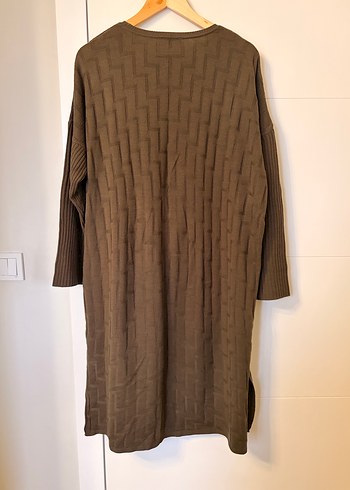 Kadın haki Uzun Örgü pamuklu uzun tunik - Görsel 4