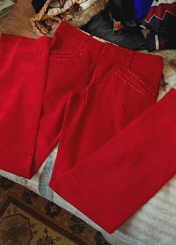 m Beden kırmızı Renk Kadife pantolon