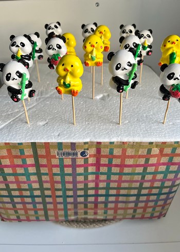 Renkli Panda ve Civciv Figürlü Saksı Süsü - Görsel 2