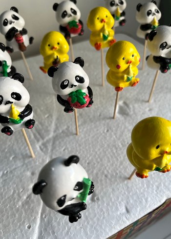 Renkli Panda ve Civciv Figürlü Saksı Süsü - Görsel 4