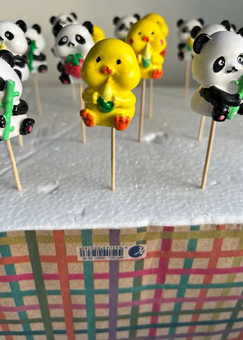 Renkli Panda ve Civciv Figürlü Saksı Süsü - Görsel 3