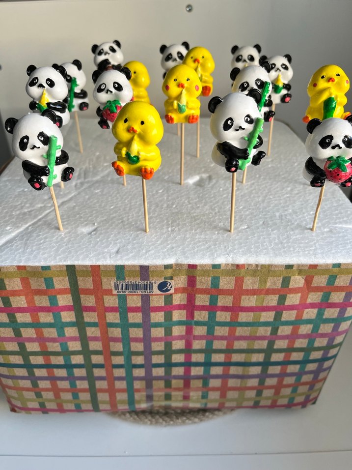 Renkli Panda ve Civciv Figürlü Saksı Süsü - Görsel 2