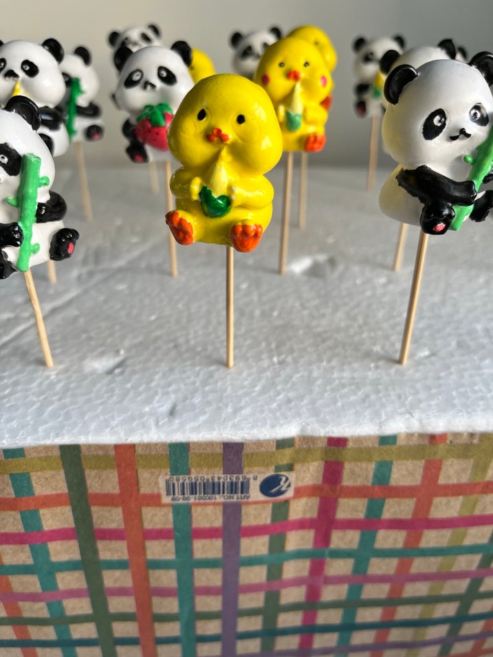 Renkli Panda ve Civciv Figürlü Saksı Süsü - Görsel 3