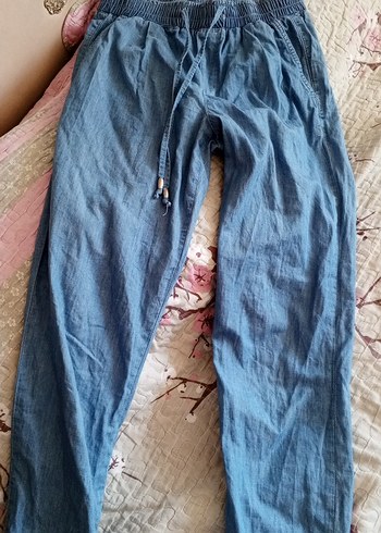 Bohem Tarzda Mavi Midi Kot Pantolon