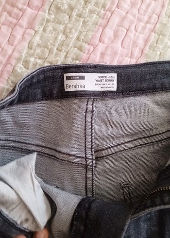 Bershka Gri Bol Kesim Midi Kadın Kot Pantolon