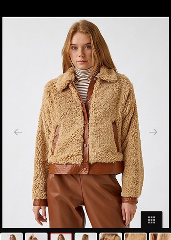 Kahverengi Kürklü Deri Kadın Ceket - Görsel 7