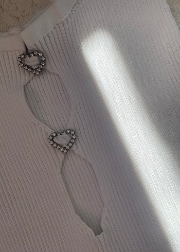 l Beden beyaz Renk Beyaz Örme Yüksek Yakalı Kadın Atlet