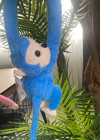 Mavi Renkli Peluş Maymun Oyuncak sesli - Görsel 2