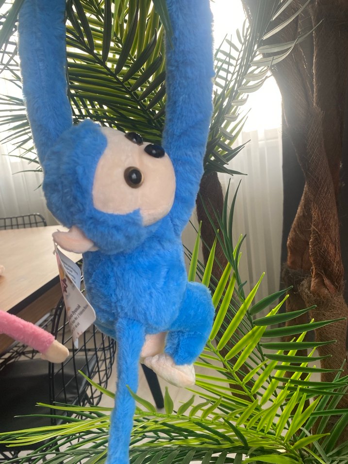 Mavi Renkli Peluş Maymun Oyuncak sesli - Görsel 2