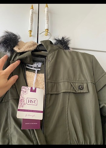 m Beden Kadın Haki Uzun Düğmeli Casual Mont