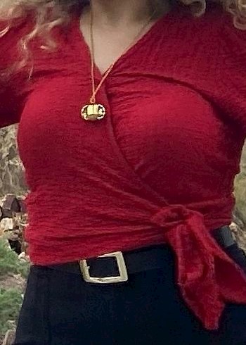 Bağlamalı balon kol bluz - Görsel 6