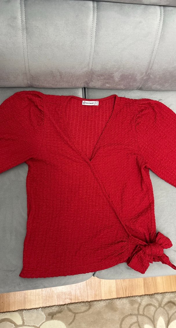 Bağlamalı balon kol bluz - Görsel 4