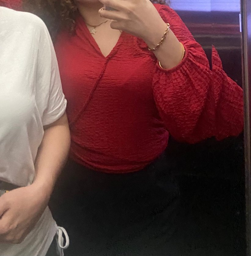 Bağlamalı balon kol bluz - Görsel 5