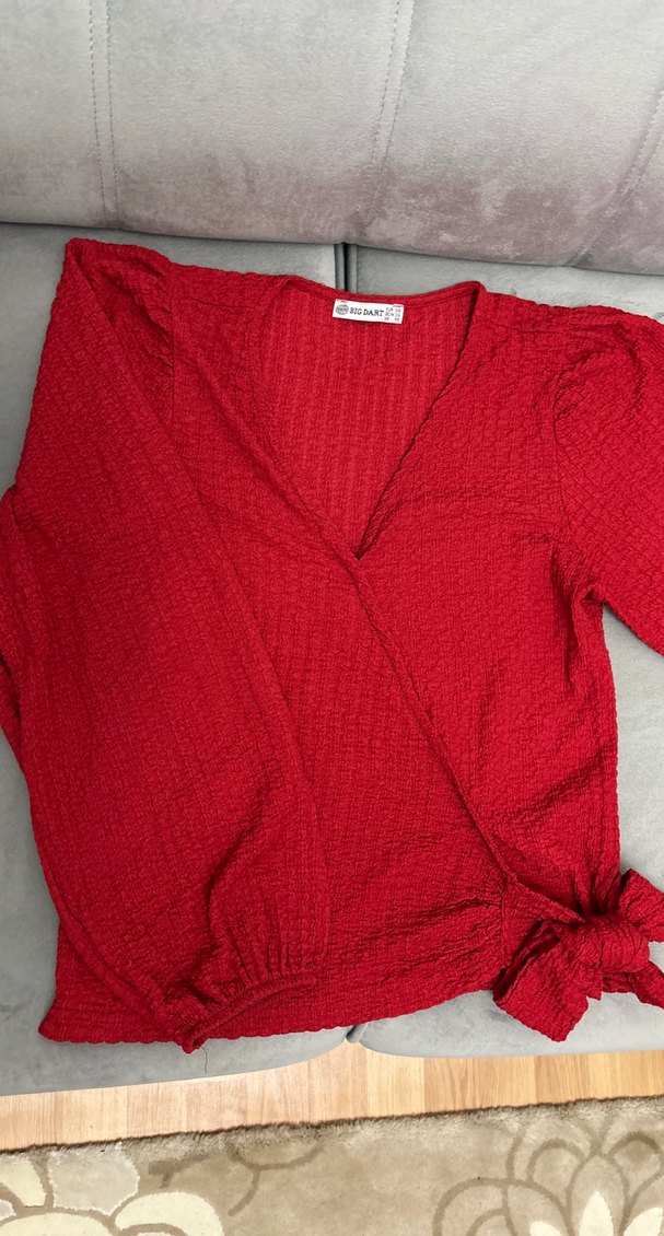 Bağlamalı balon kol bluz - Görsel 2