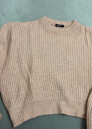 Pembe Uzun Kollu Triko Kadın Kazak - Görsel 4