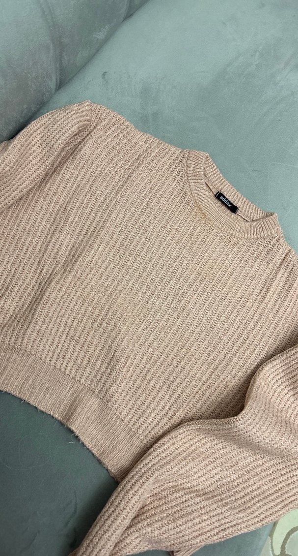 Pembe Uzun Kollu Triko Kadın Kazak - Görsel 5