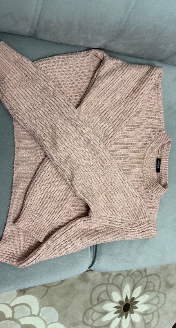 Pembe Uzun Kollu Triko Kadın Kazak - Görsel 3