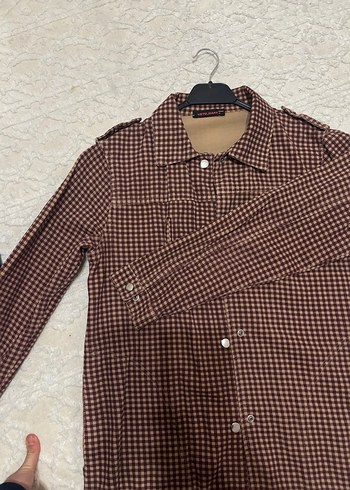 Düğmeli Kahverengi Kareli Kadın Ceket - Görsel 3