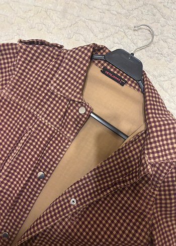 Düğmeli Kahverengi Kareli Kadın Ceket - Görsel 2