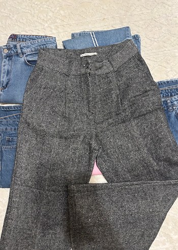 Gri kışlık yün pantolon - Görsel 2